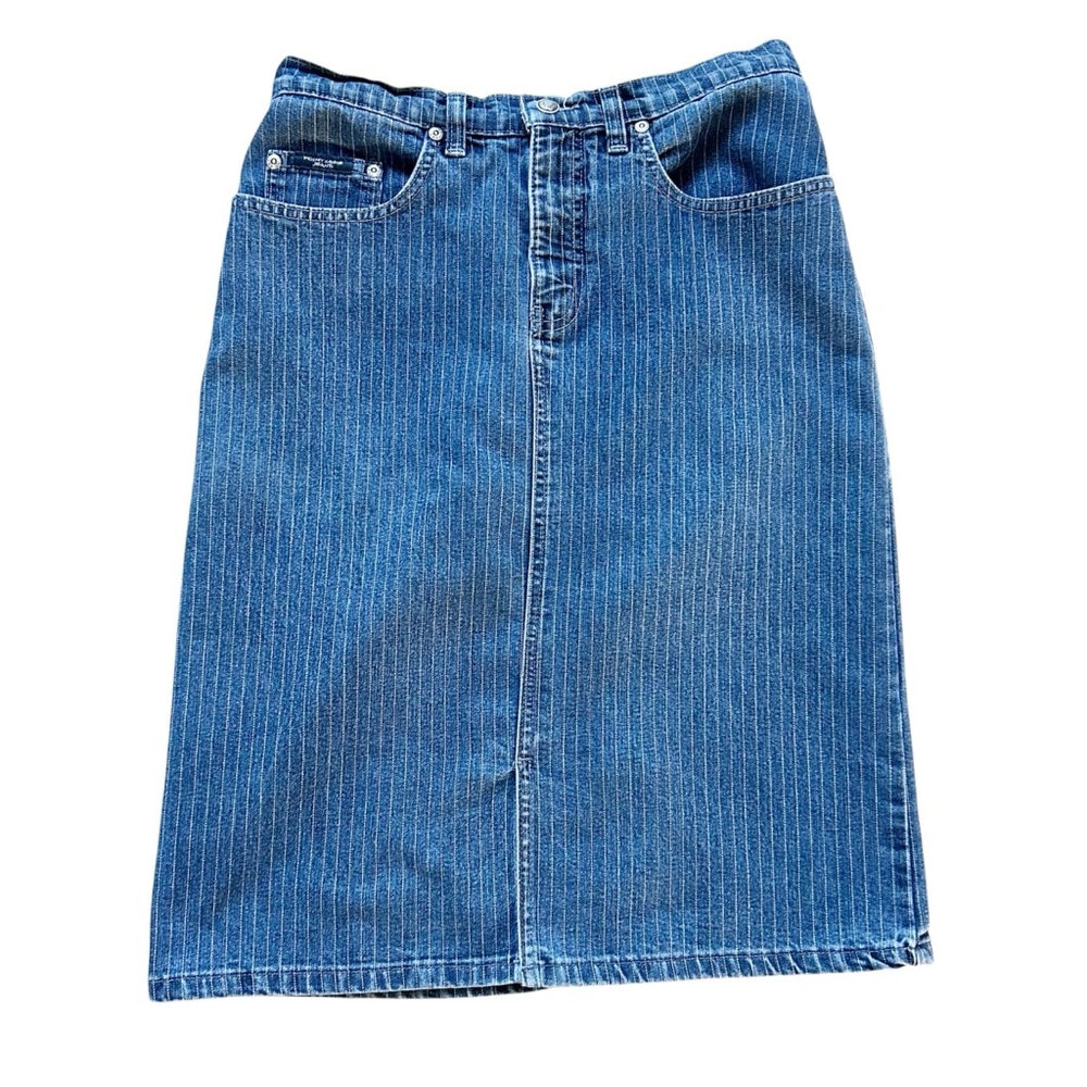 Vintage 90’s Point Zero Retro Denim Pencil Skirt, Slight Stretch, Front Slit